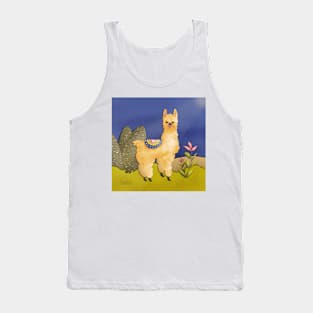 Cute llama in the dark desert night Tank Top